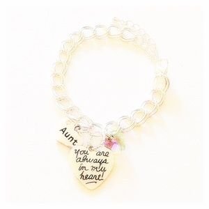 Personalized Aunt Double Link Chain Charm Bracelet